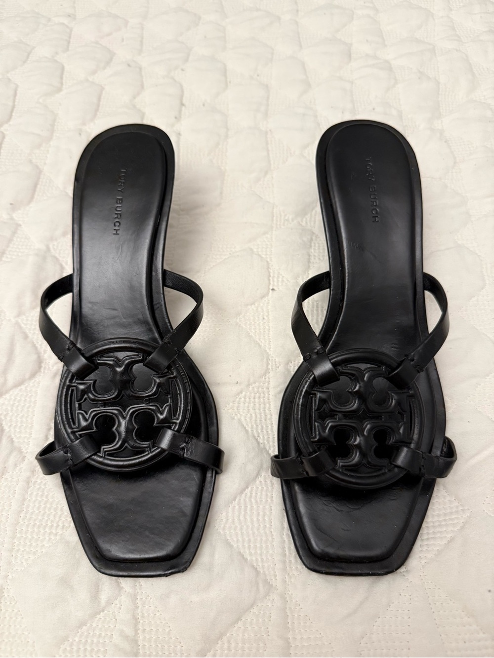 Tory Burch Black with Gold Kitten Heels